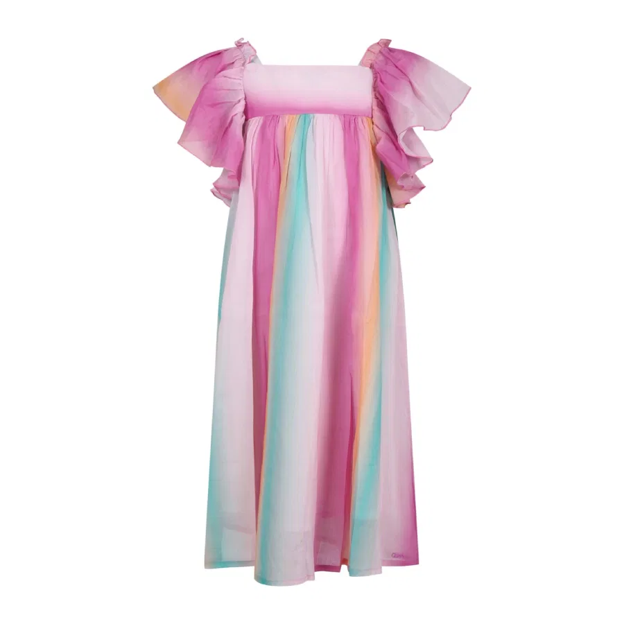 Платье хлопковое с квадратным вырезом Chloe Girls Square Neck Cotton Dress Chloé, Multicolor — фото 2