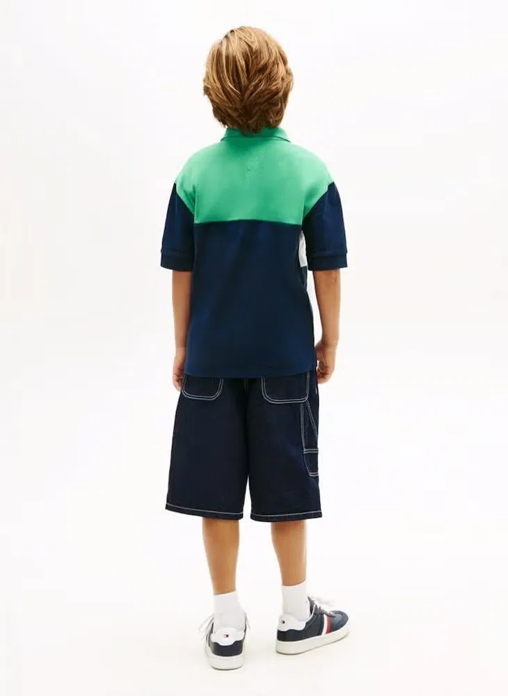 Поло с цветочным блоком, модель Colour-Blocked, Tommy Hilfiger, зеленый — фото 2