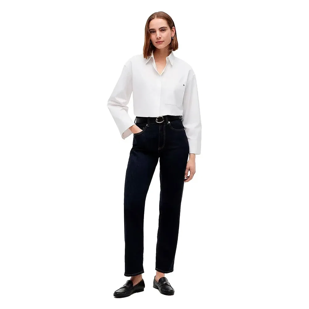 Женская хлопковая рубашка с длинным рукавом Tommy hilfiger, White — фото 4