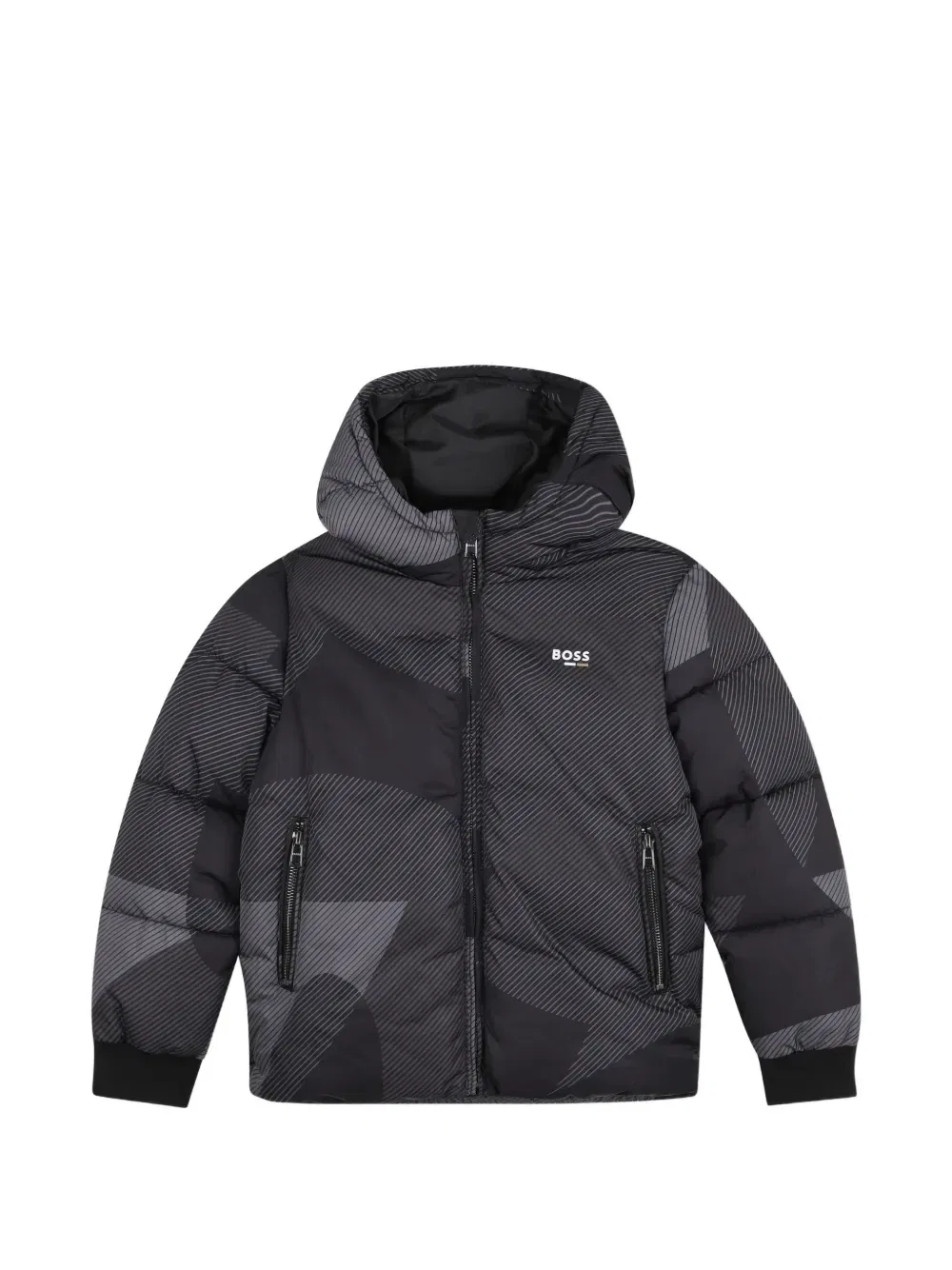 Пуховик с монограммой Boss Kidswear, черный