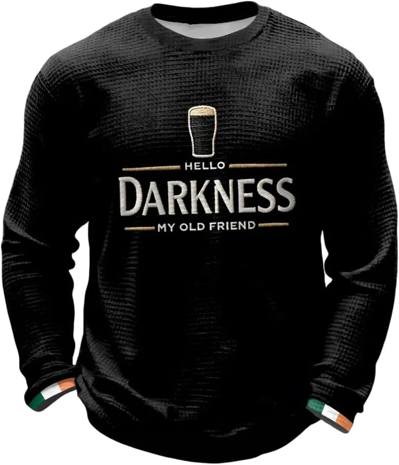 Мужская длинная футболка вафельная Hello Darkness My Old Friend, Black