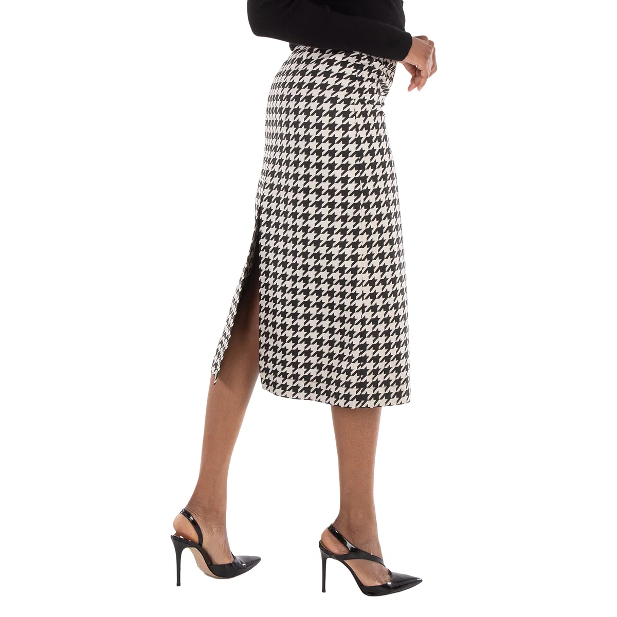 Юбка-миди с принтом Houndstooth Pattern Burberry, Black White — фото 3