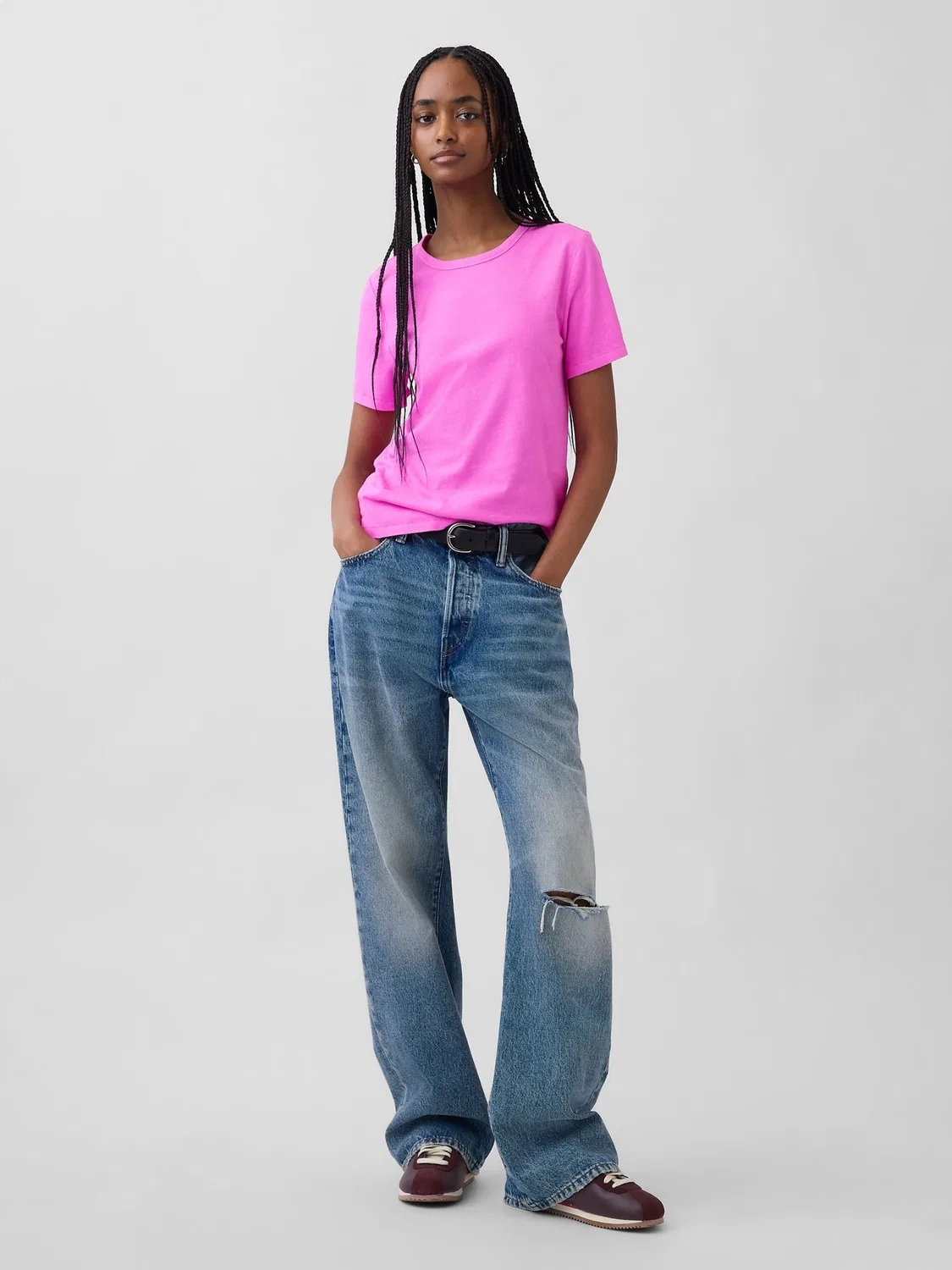 Футболка с круглым вырезом, модель VintageSoft Gap, розовый — фото 3