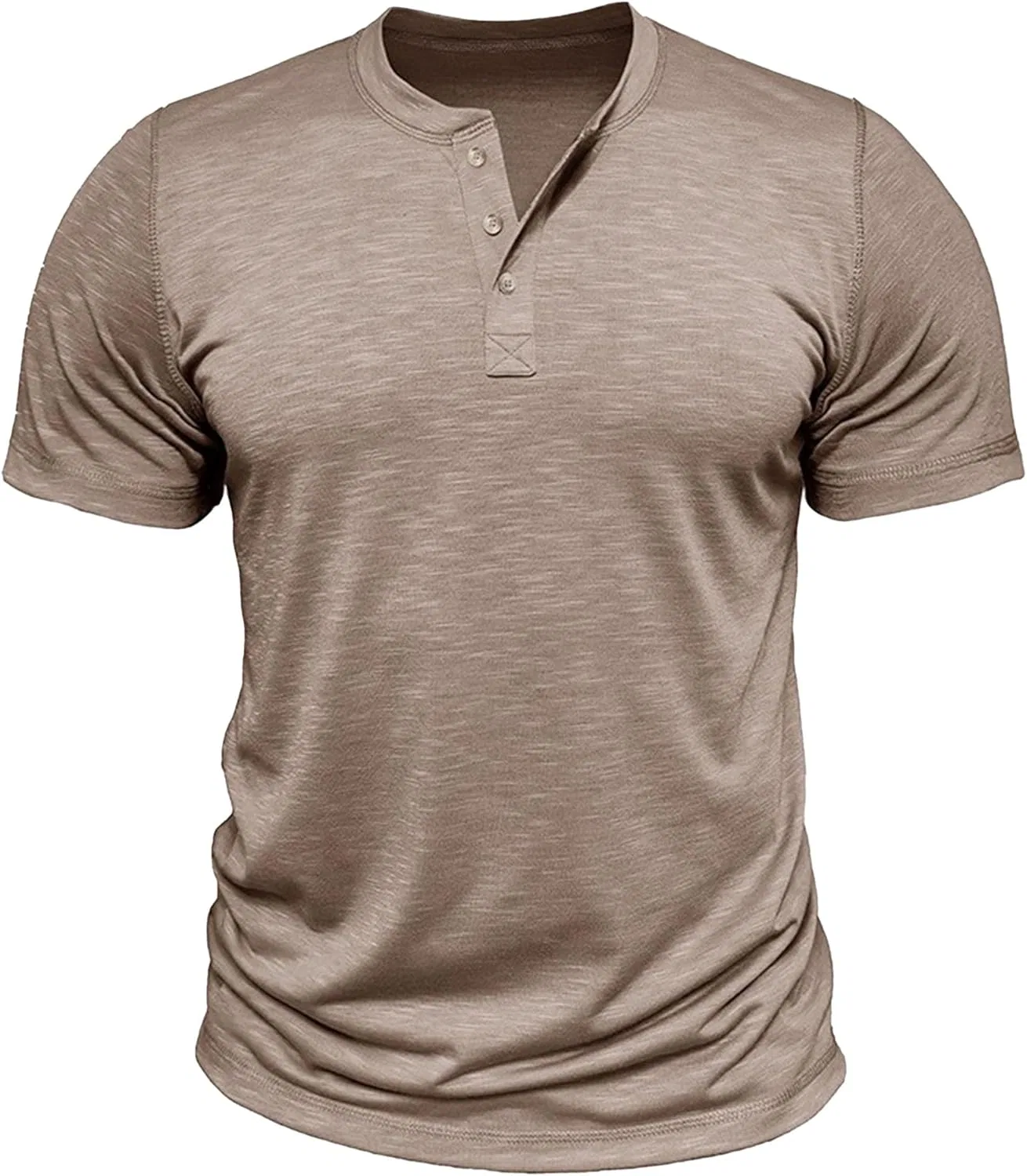 Мужская хенли футболка с пуговицами Classic Lightweight, Khaki