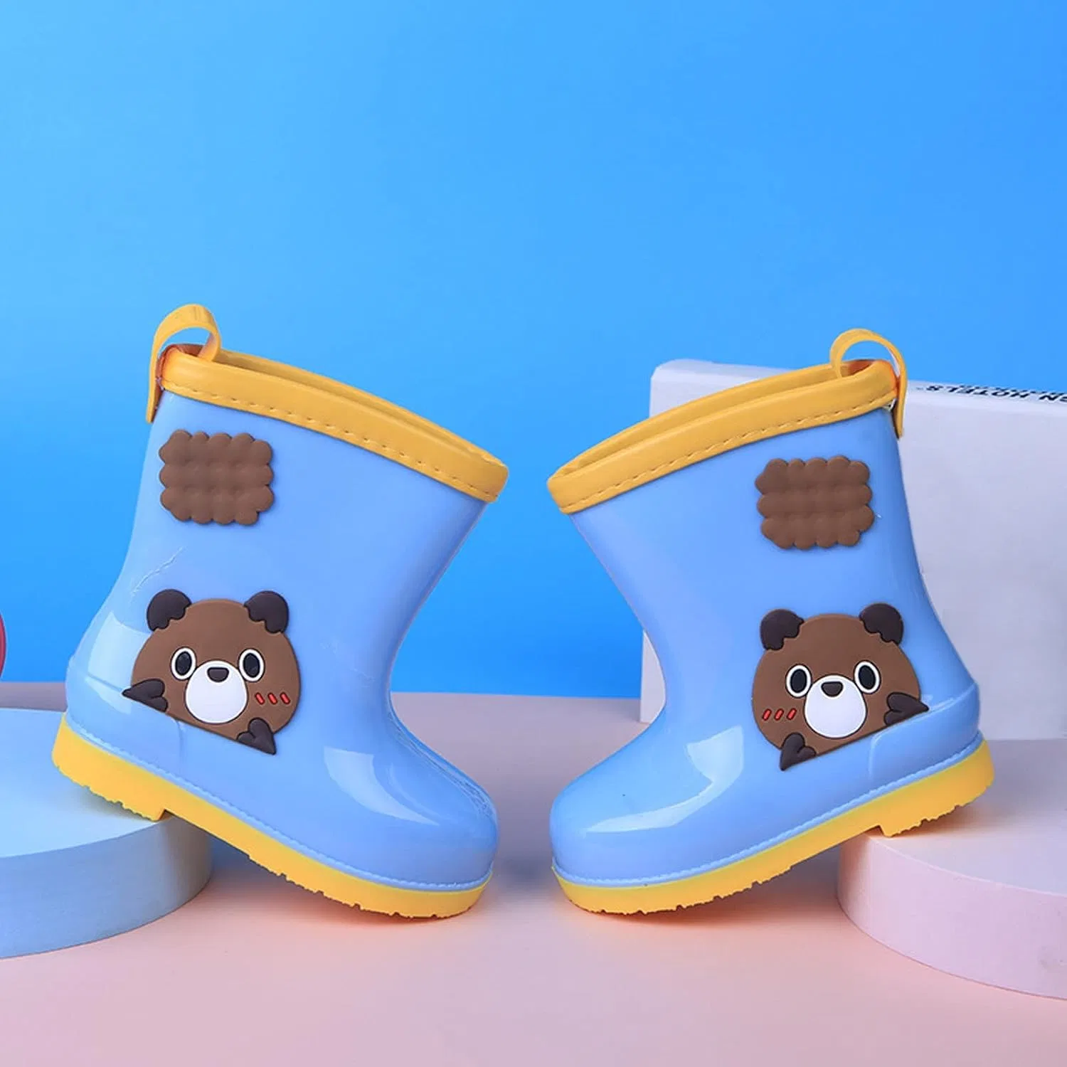 Детские сапоги дождевые с принтом Bear Rain Boots, Blue — фото 3
