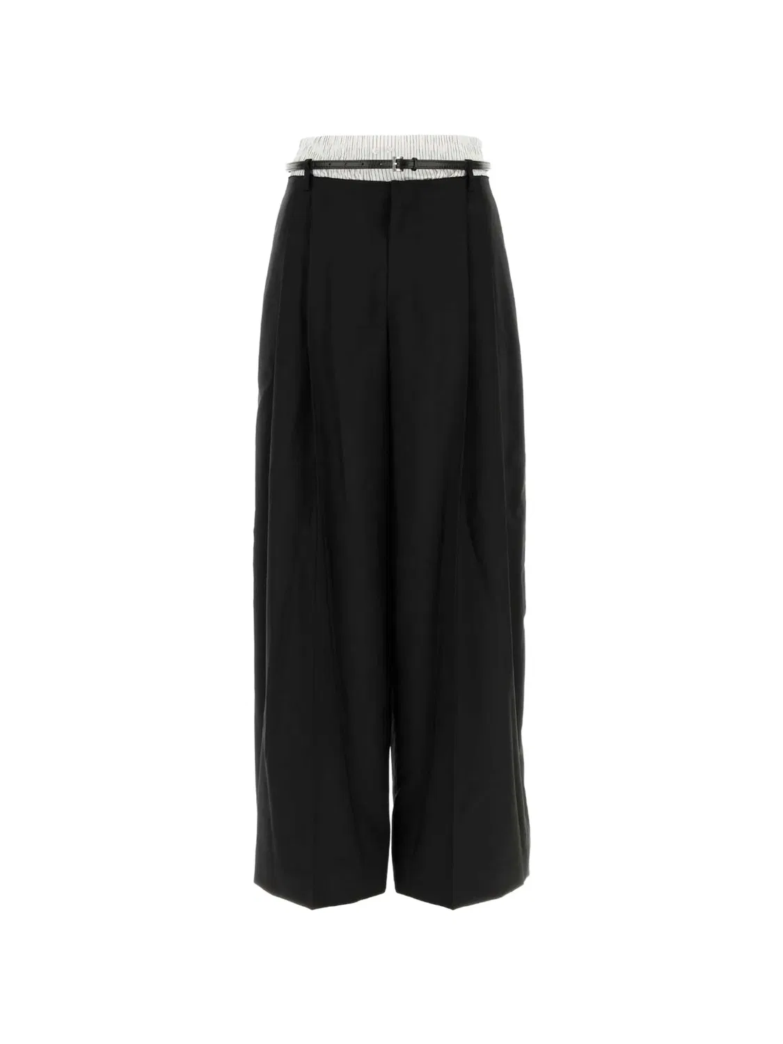 Шерстяные брюки с эффектом многослойности Alexander Wang, черный