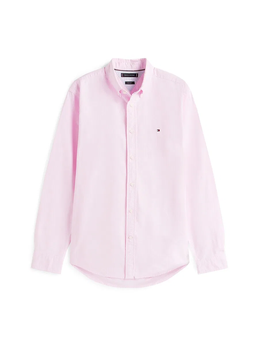 Рубашка TOMMY HILFIGER Regular fit на пуговицах, цвет «Regular Fit Flag Embroidery», розовая