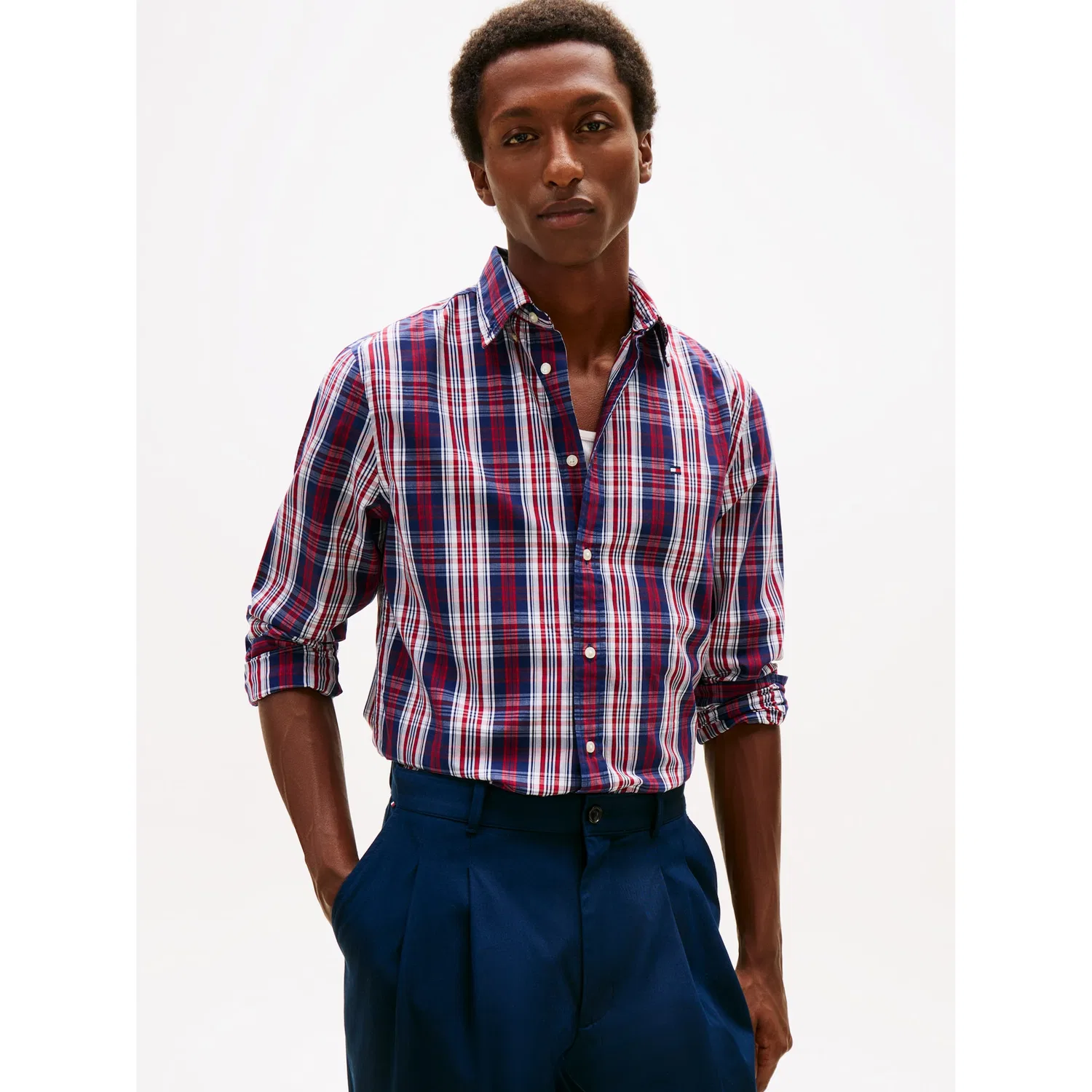 Мужская классическая рубашка с длинным рукавом Tommy Hilfiger, Preppy Navy/Check