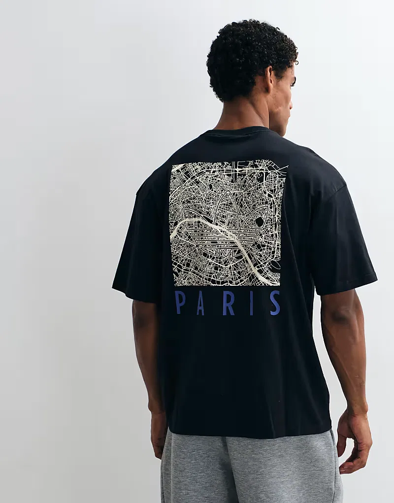 Футболка Adidas Originals Paris с принтом на спине, черный