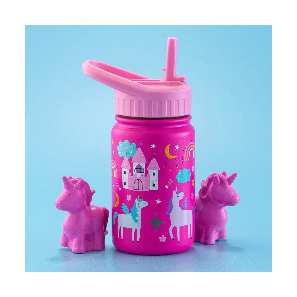 Детская бутылка для воды 350 мл с трубочкой Magical Unicorn JoyJolt, Pink — фото 4