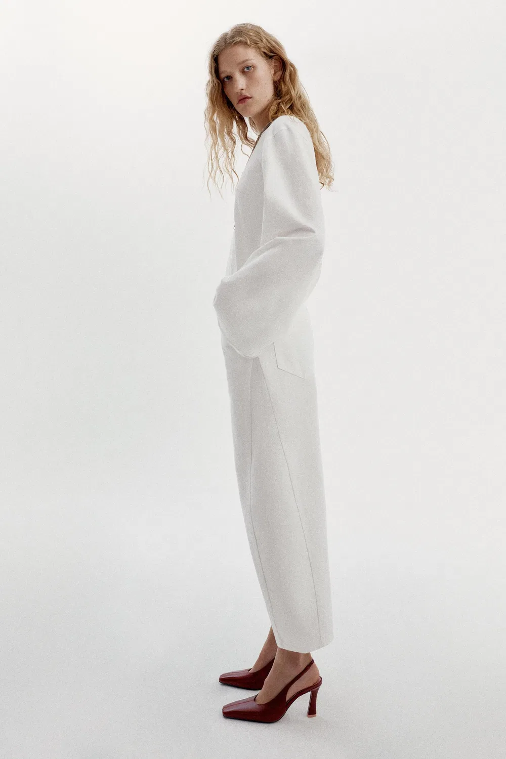 Джинсы-бочонки с высокой талией Z1975 ZARA, White — фото 4