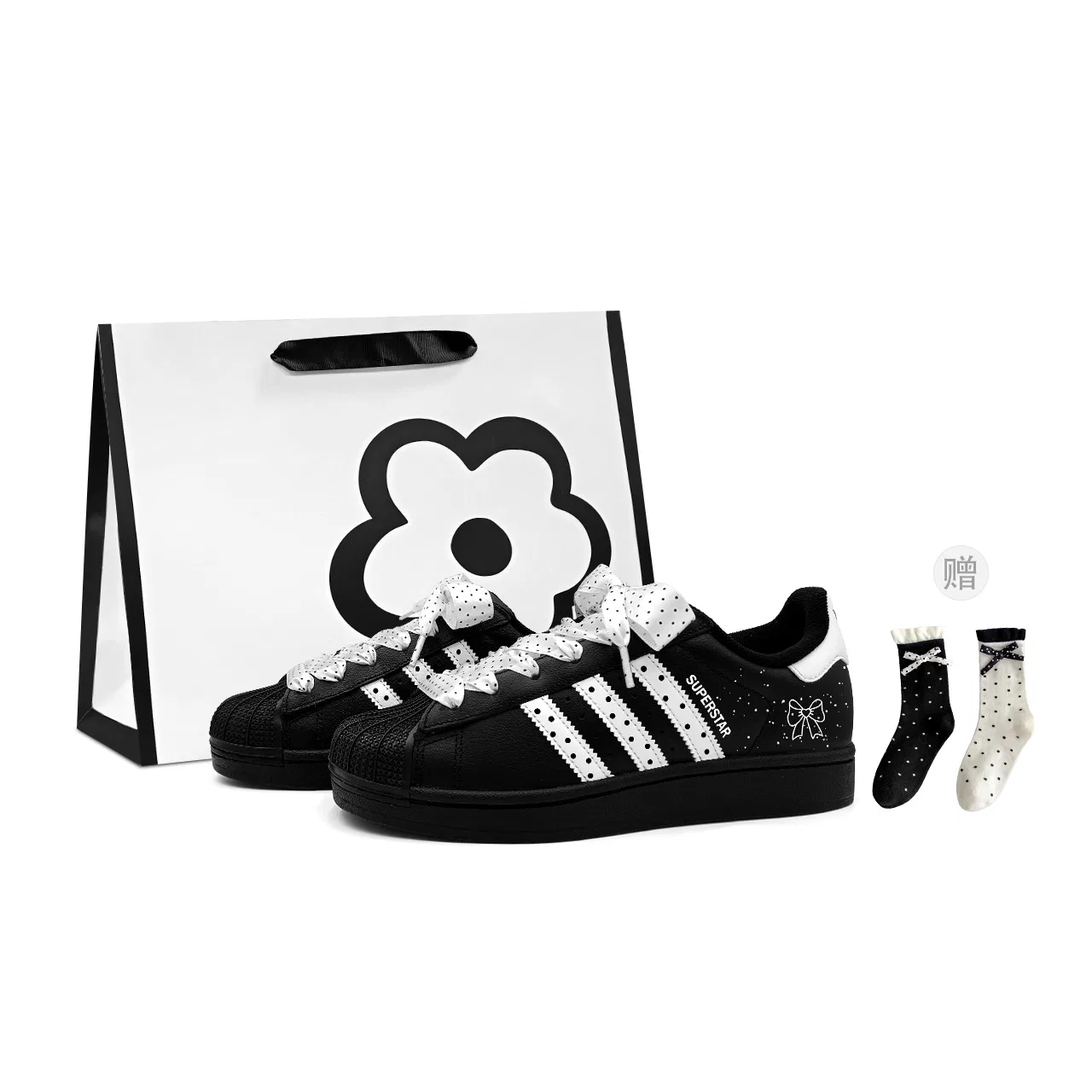Детские кожаные кроссовки с низким верхом Superstar 2 Adidas Originals, Black White