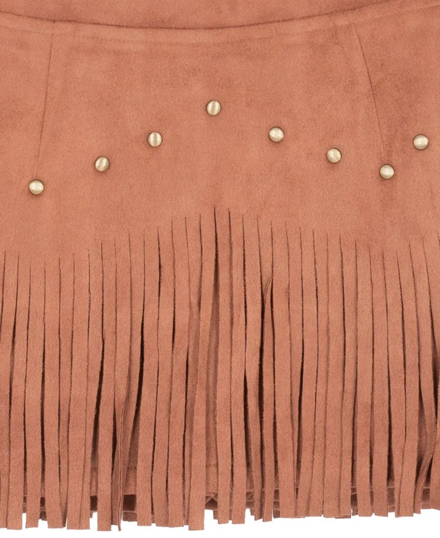 Комплект из футболки с принтом и юбки с бахромой Cowgirl Graphic Knit T-Shirt and Fringe Stud Skirt, 2-Piece Set Rare Editions, Cream — фото 4