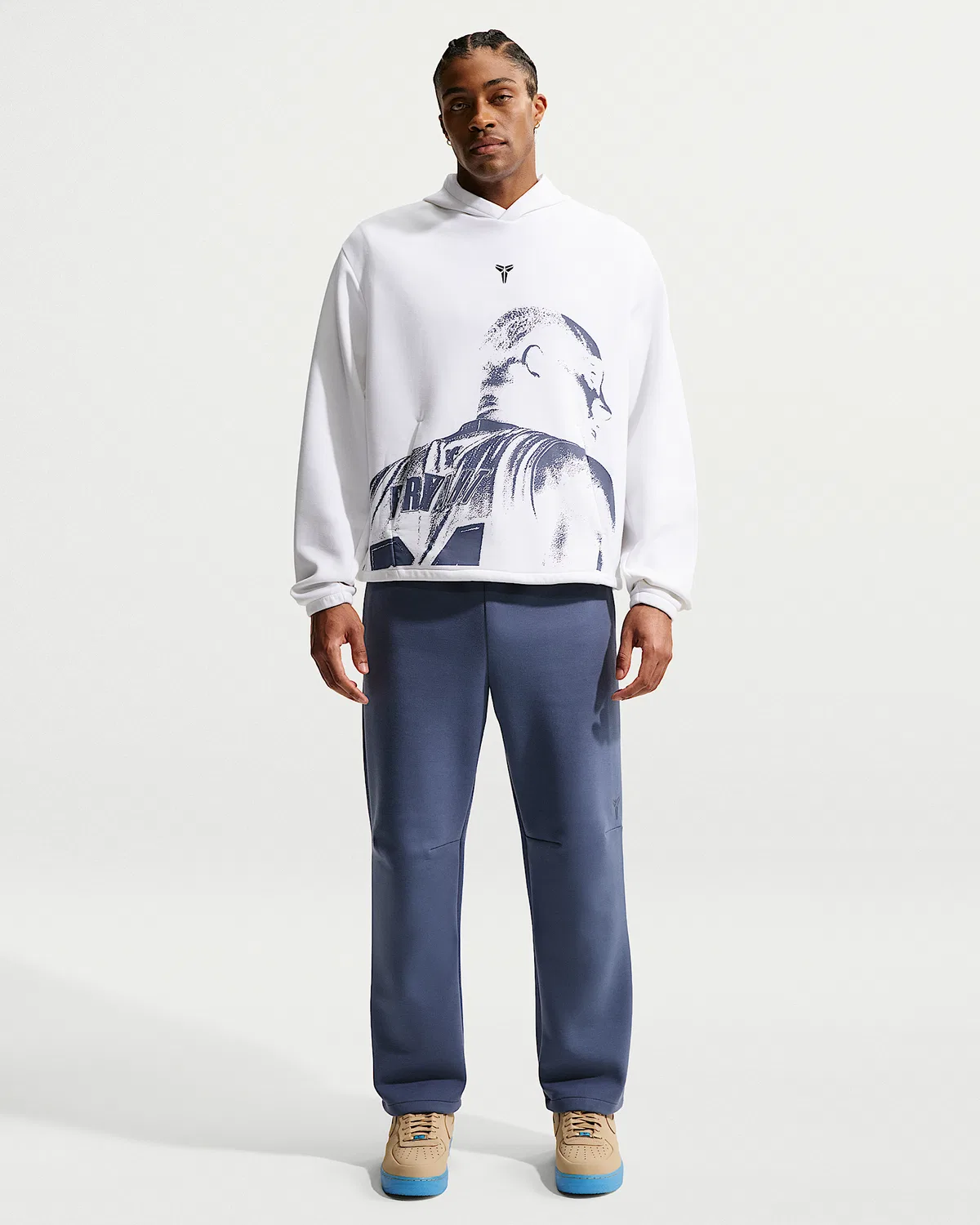 Мужская баскетбольная худи-пуловер Kobe из флиса Dri-FIT, White/Black — фото 4