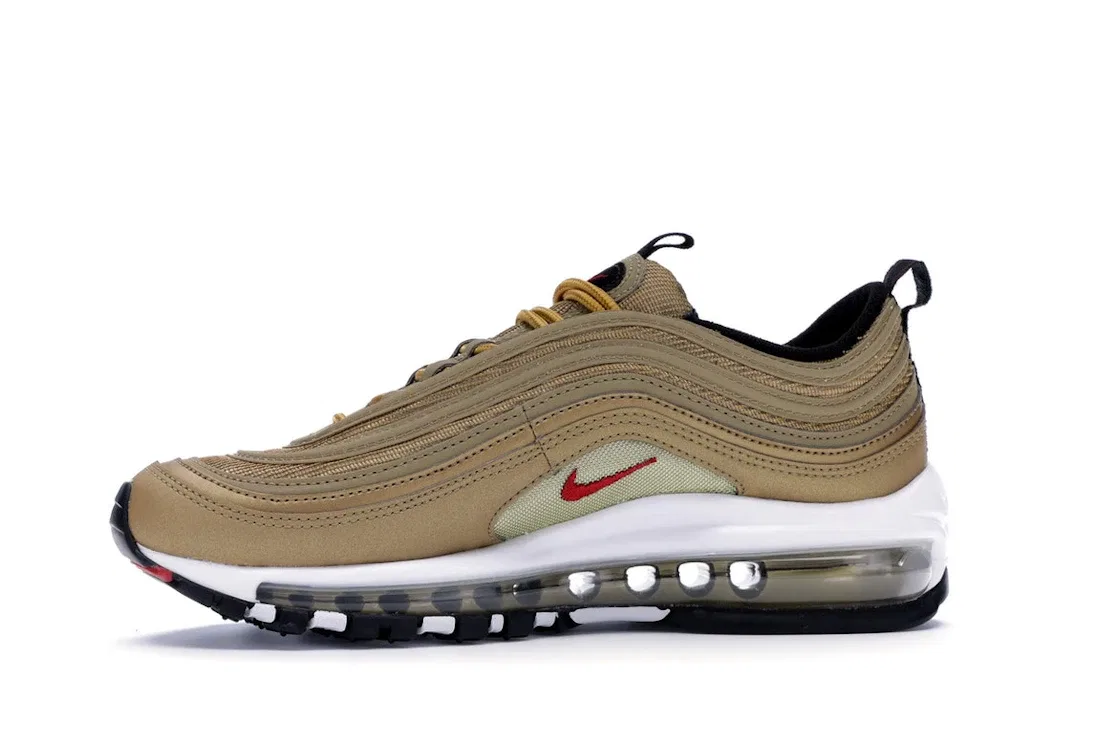 Детские кроссовки Lifestyle с волнистыми линиями Nike Air Max 97, Metallic Gold/Varsity Red-White-Back — фото 3