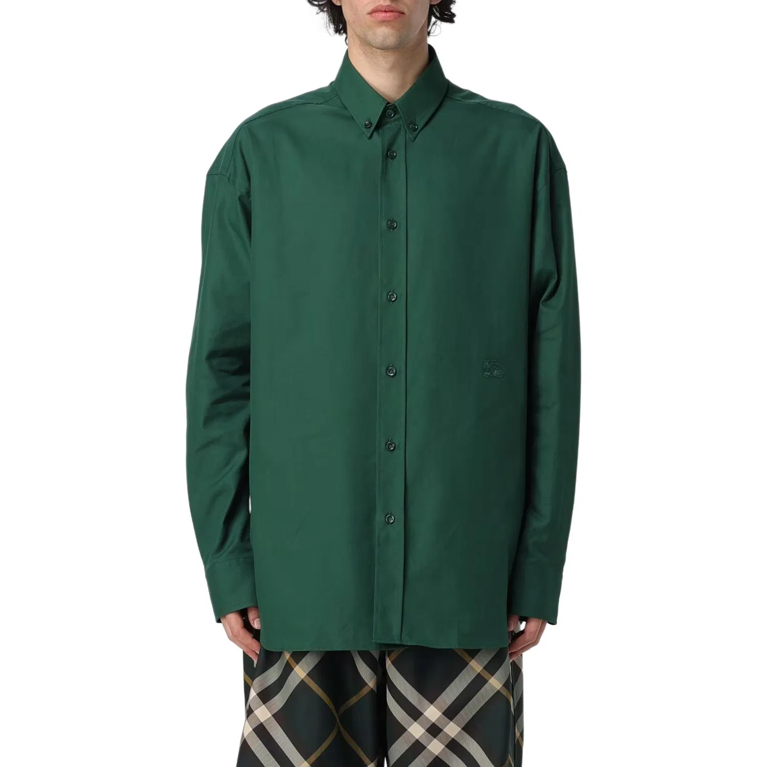 Мужская рубашка с острым воротником Burberry, Dark Green — фото 3