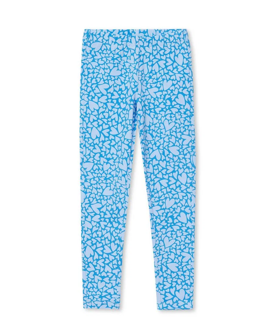 Леггинсы детские из хлопка с принтом, бренд Lands' End, Tossed Hearts Vista Blue