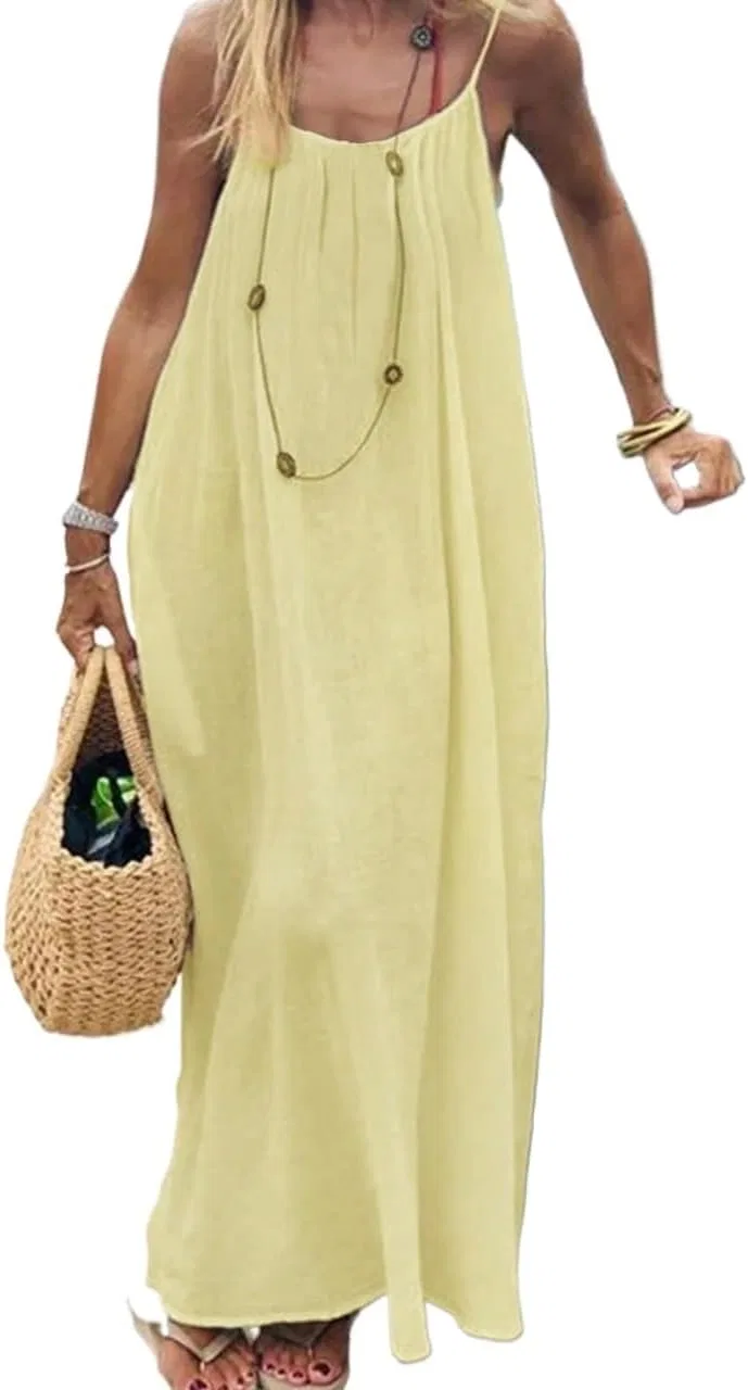 Женское повседневное платье без спинки Cami, Yellow
