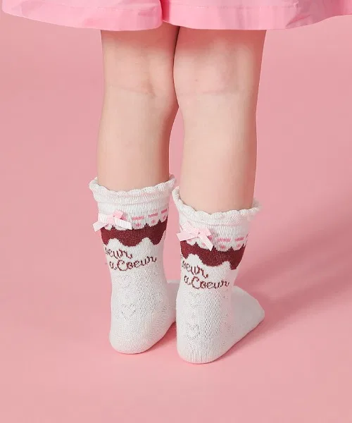 Детские носки с кружевным дизайном и сердечками coeur a coeur, Off White