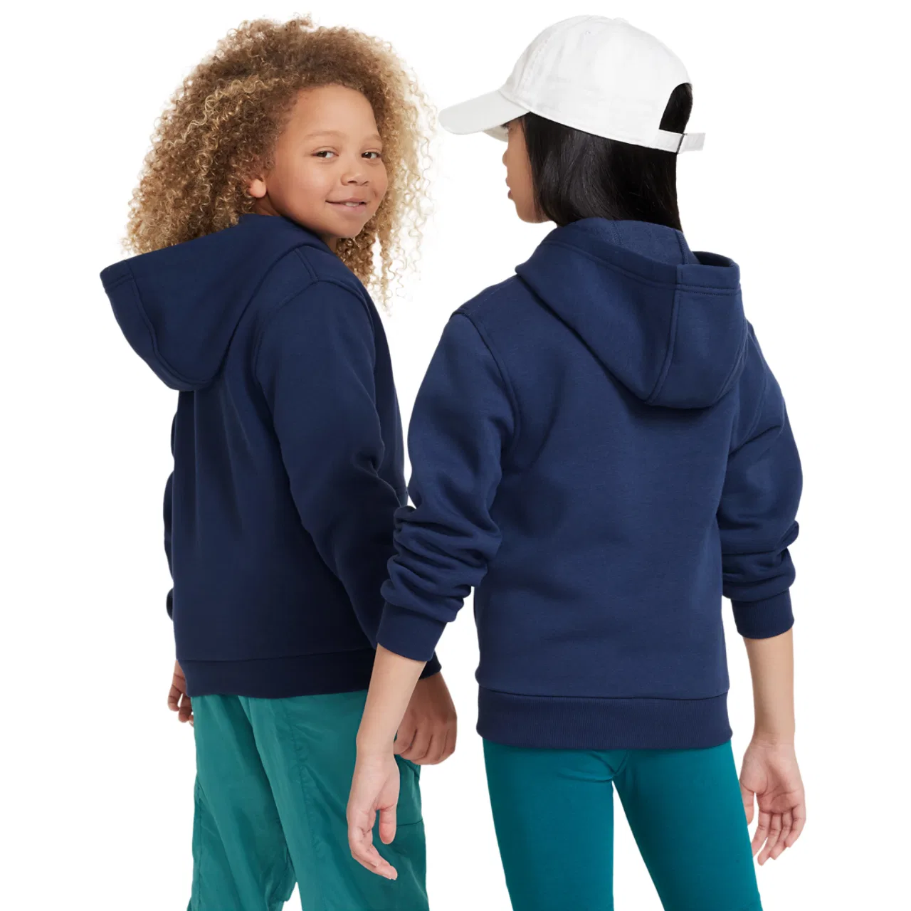 Детское худи для мальчиков с длинным рукавом Nike NSW Club Fleece Full-Zip LBR, Midnight Navy/White — фото 2
