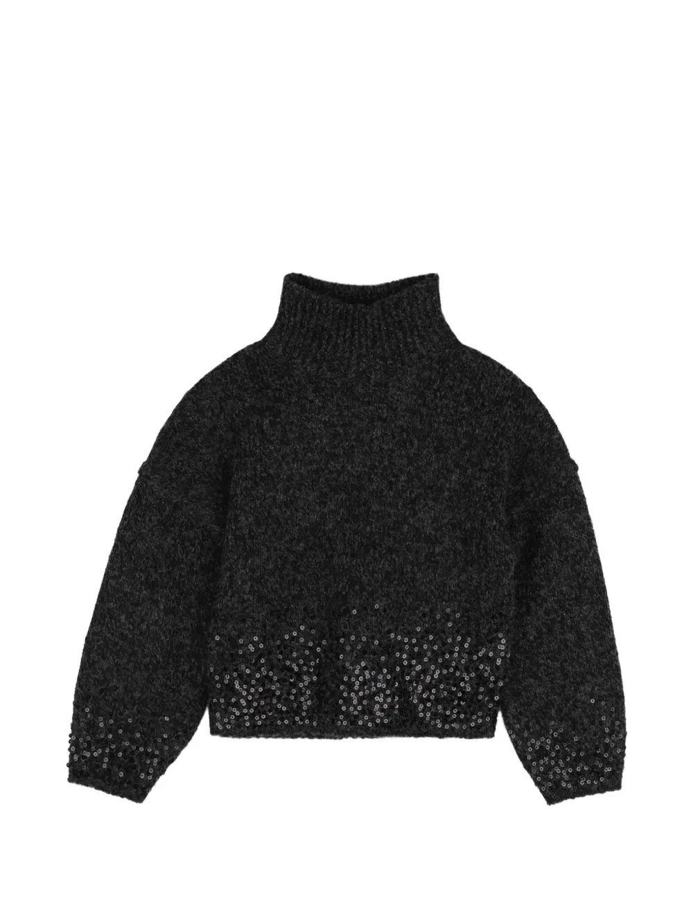 Свитер с высоким воротником и пайетками Zadig & Voltaire Kids, черный