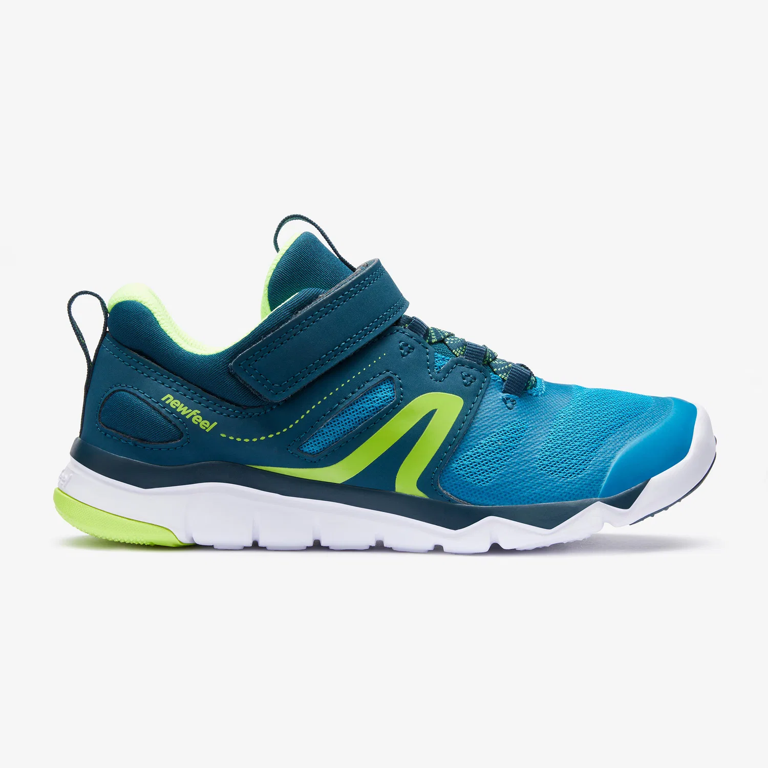 Детские спортивные кроссовки с липучкой PW540 Decathlon, Atlantikblau Blaugrun Fluoreszierendes Hellgelb