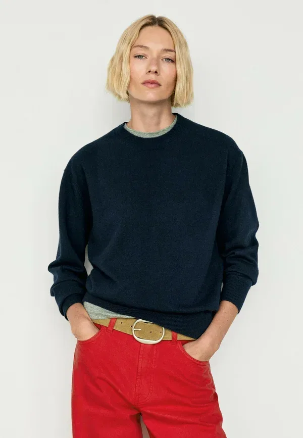 Джемпер из кашемира Jumper Massimo Dutti, Mottled Dark Blue, темно-синий