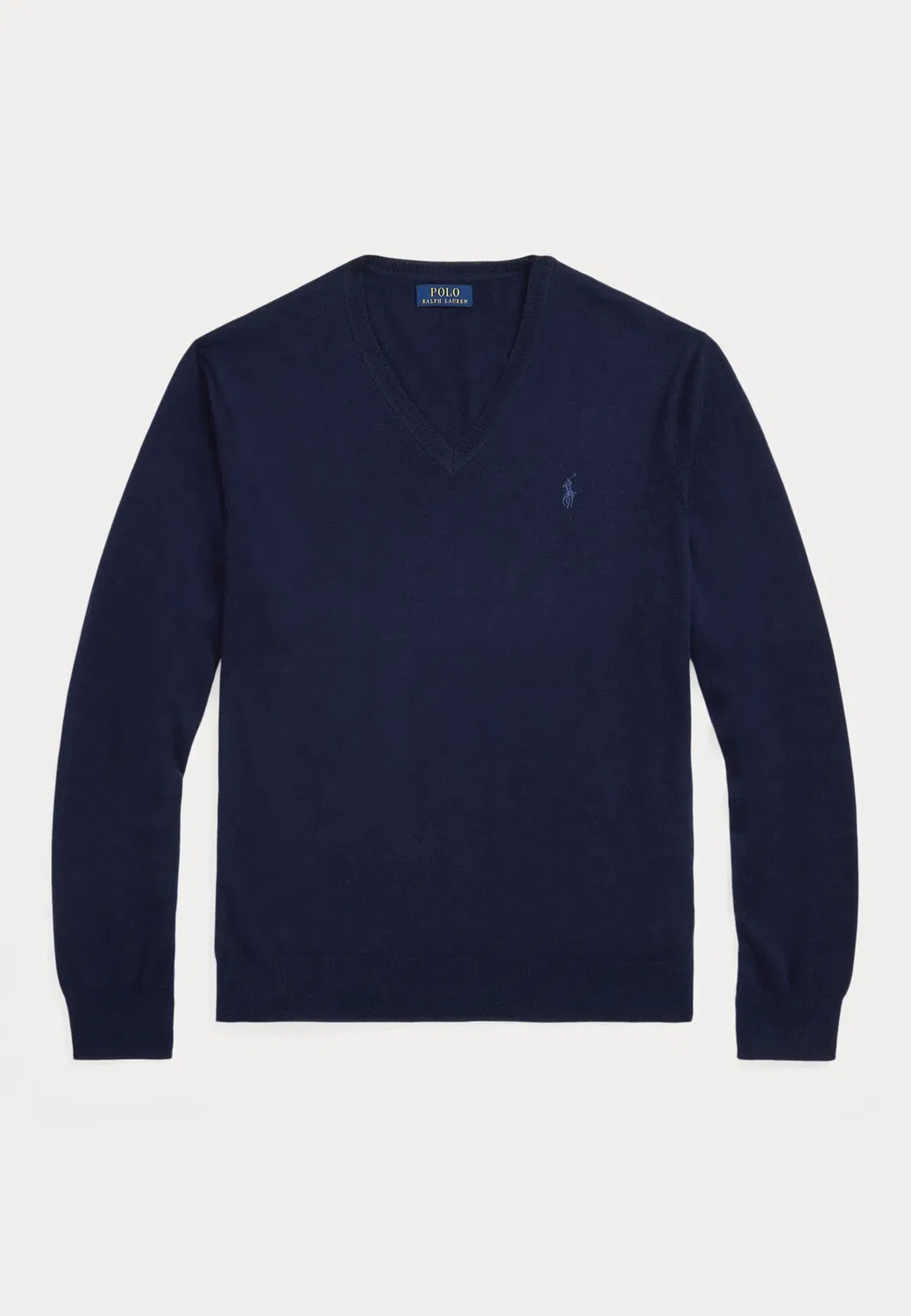 Шерстяной свитер с V-образным вырезом, который можно стирать Polo Ralph Lauren, Hunter Navy — фото 4