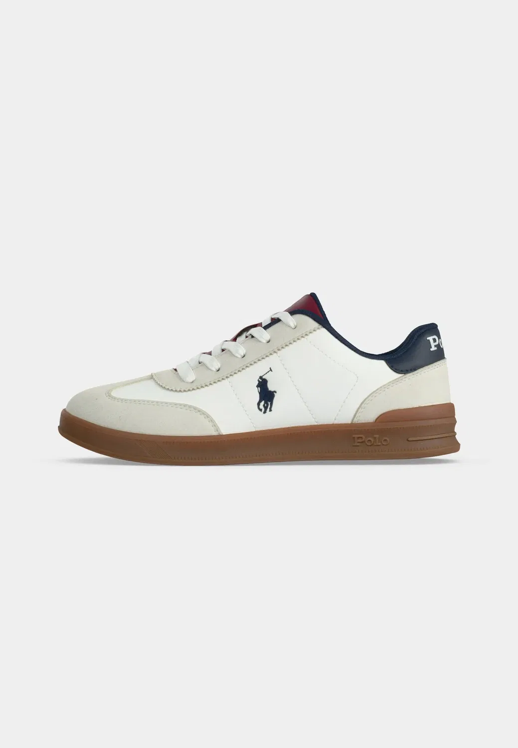 Холлис - тренеры Polo Ralph Lauren, Paper White Smooth/Grey/Dark Red/Navy — фото 2