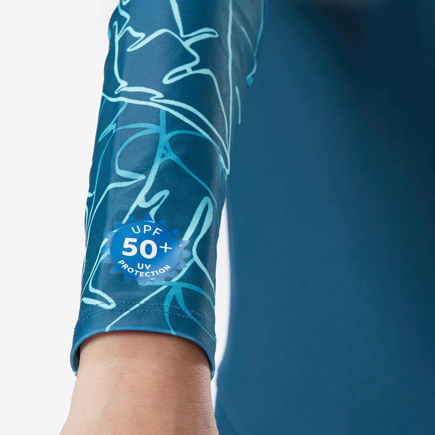 Детский плавательный костюм с длинным рукавом UV-Schutz 100 Bana Decathlon, Blaugrun — фото 4