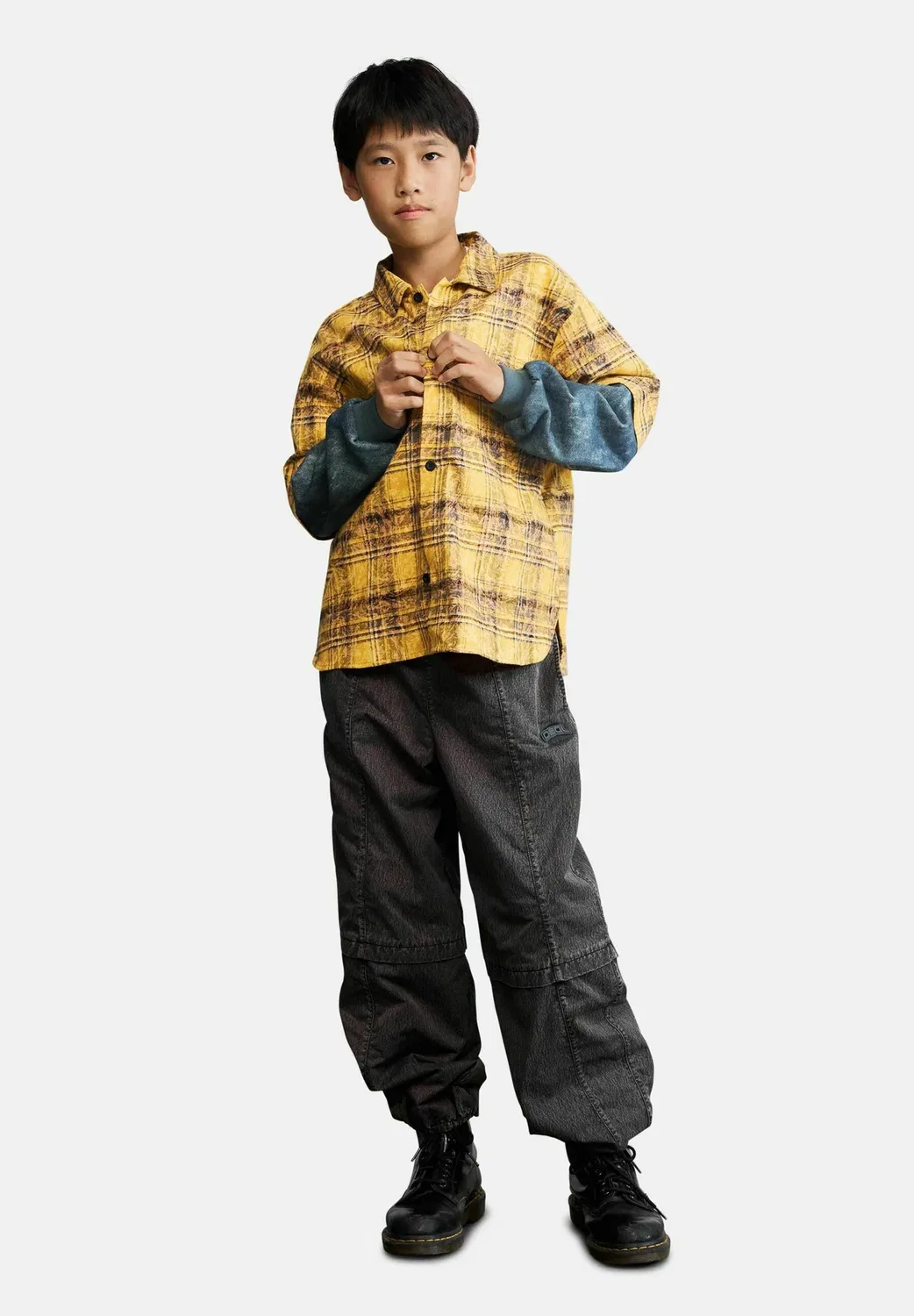 Рубашка в клетку с контрастными рукавами - рубашка Desigual, Yellow