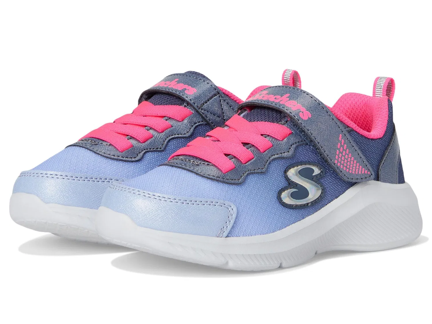 Детские кроссовки для девочек Skechers Ultra Flex 3.0 Pastel Clouds Slip-in Trainer, Navy Blue Hot Pink — фото 4