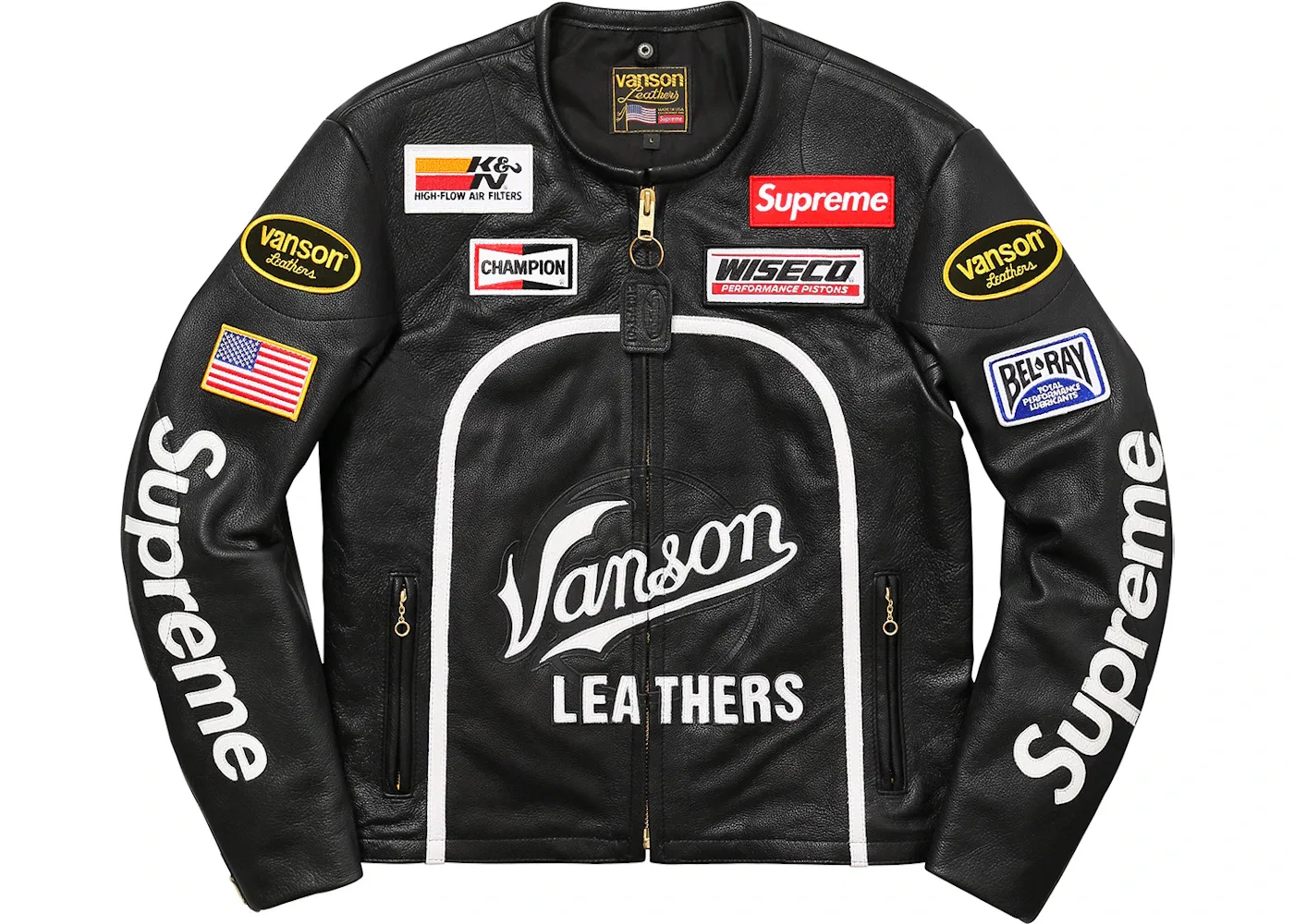 Мужская куртка из кожи с принтом Supreme Vanson Leather Star Jacket, Black