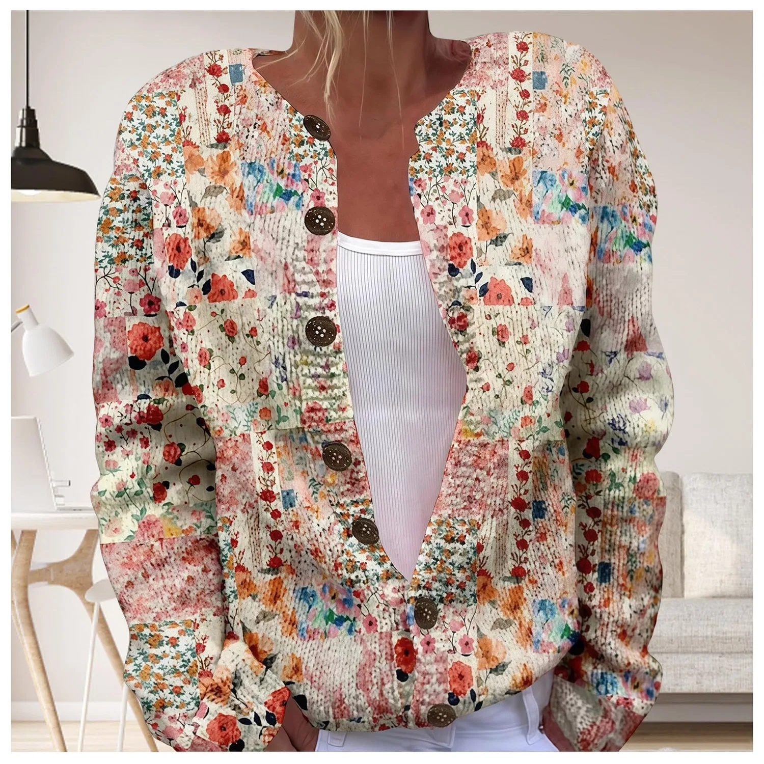 Женский кардиган с принтом Vintage Floral Print, Motivo 23 — фото 2