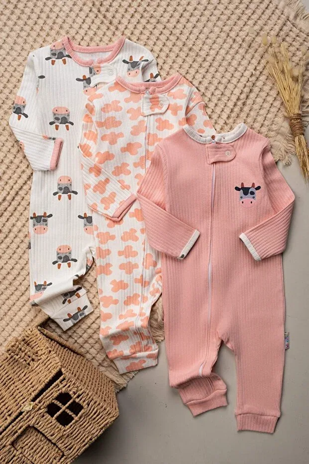 Детский комплект комбинезонов для девочек с принтом Cow Pattern Mielco, Multicolor