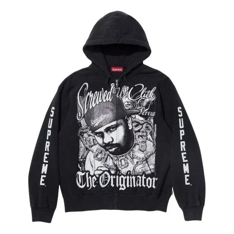 Мужское худи с молнией Supreme x DJ Screw SS26, черный