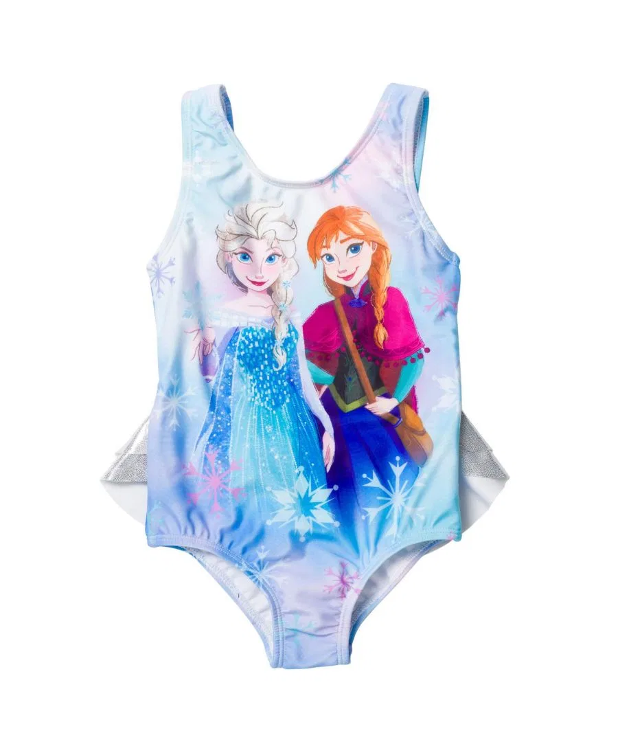 Детский слитный купальник без рукавов с принтом Elsa Anna Watercolor Frozen