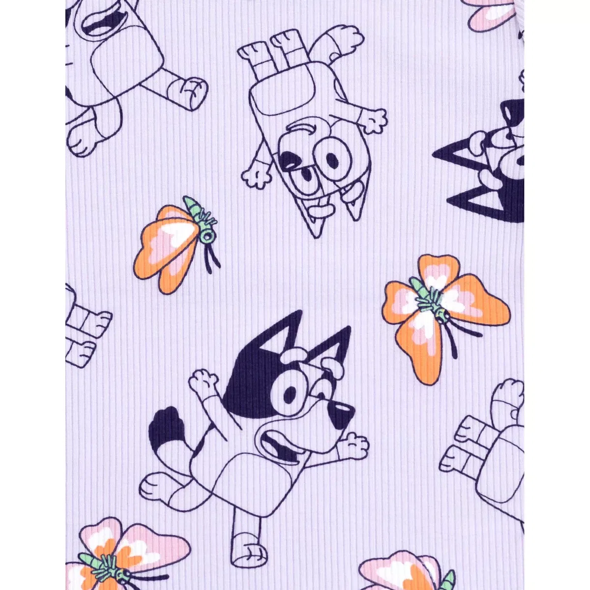 Детский комплект футболки и шорт с принтом Bluey Ribbed T-Shirt and Shorts Outfit Set Bluey, Lavender — фото 4