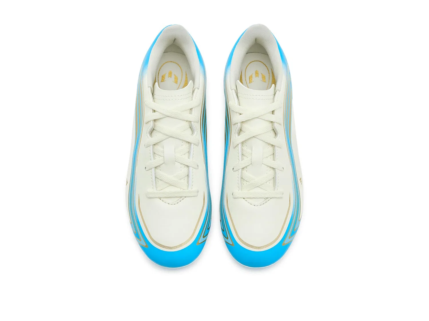 Бутсы F50 Messi Club Firm Ground/Multi Ground Football (для маленьких и больших детей) Adidas Kids, Ivory/Semi Blue Burst/Icey Blue — фото 3