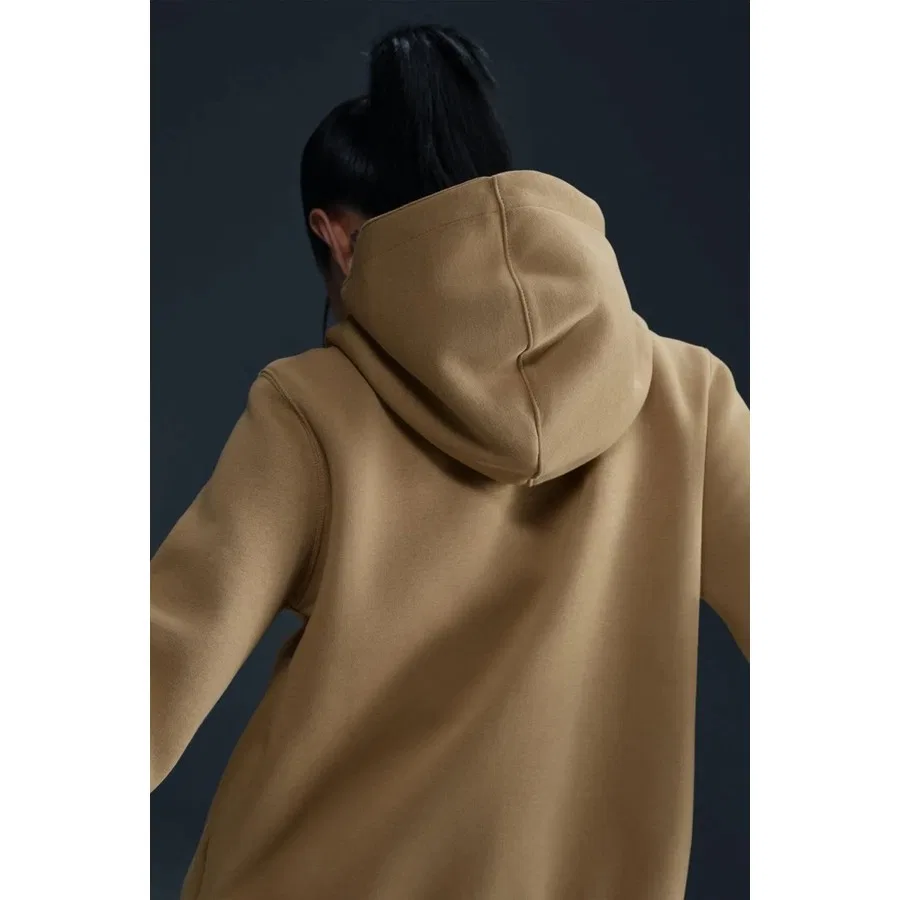 Женский свитшот с капюшоном и молнией Phoenix Fleece Nike, Бежевый — фото 4