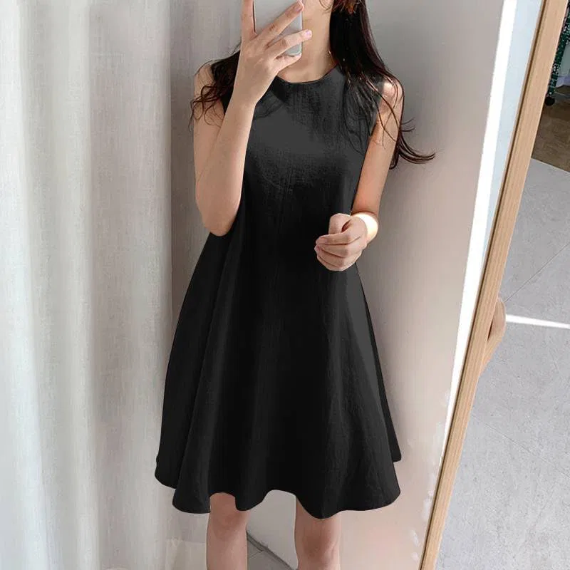 Женское повседневное платье-трапеция оверсайз, Black — фото 3