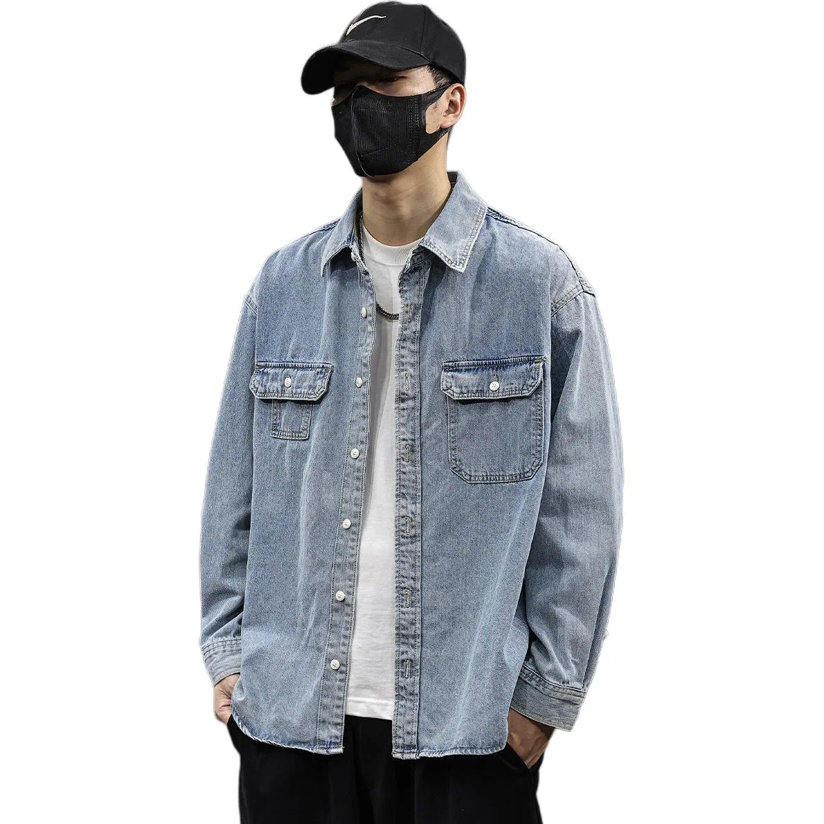 Детская рубашка из денима Tonlion, Light Blue