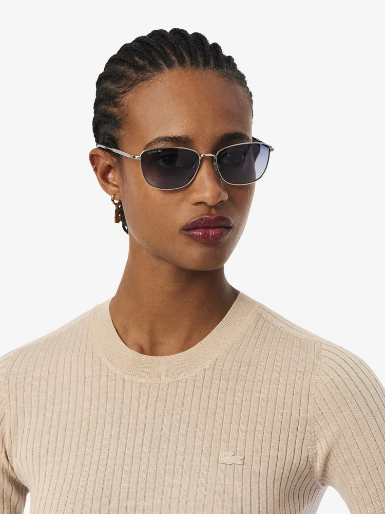 Свитер женский LACOSTE Beige, с мелкой вязкой, бежевый — фото 2