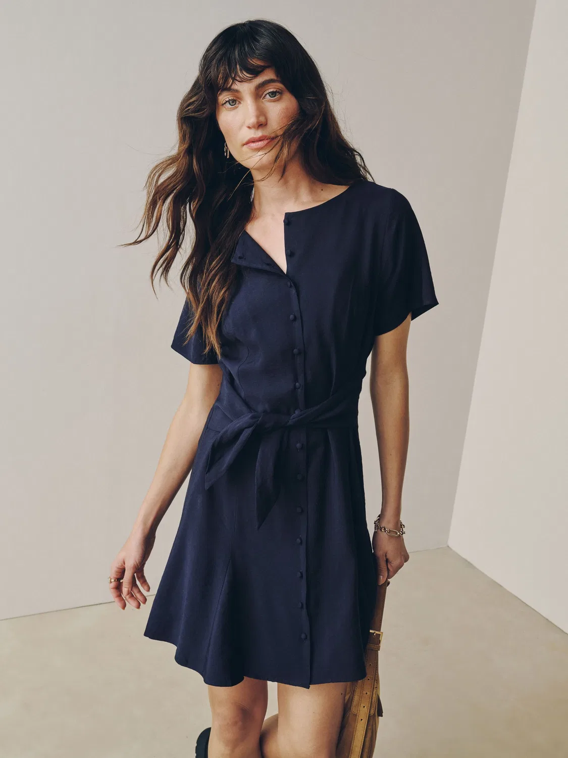 Платье мини с поясом Navy Blue Next