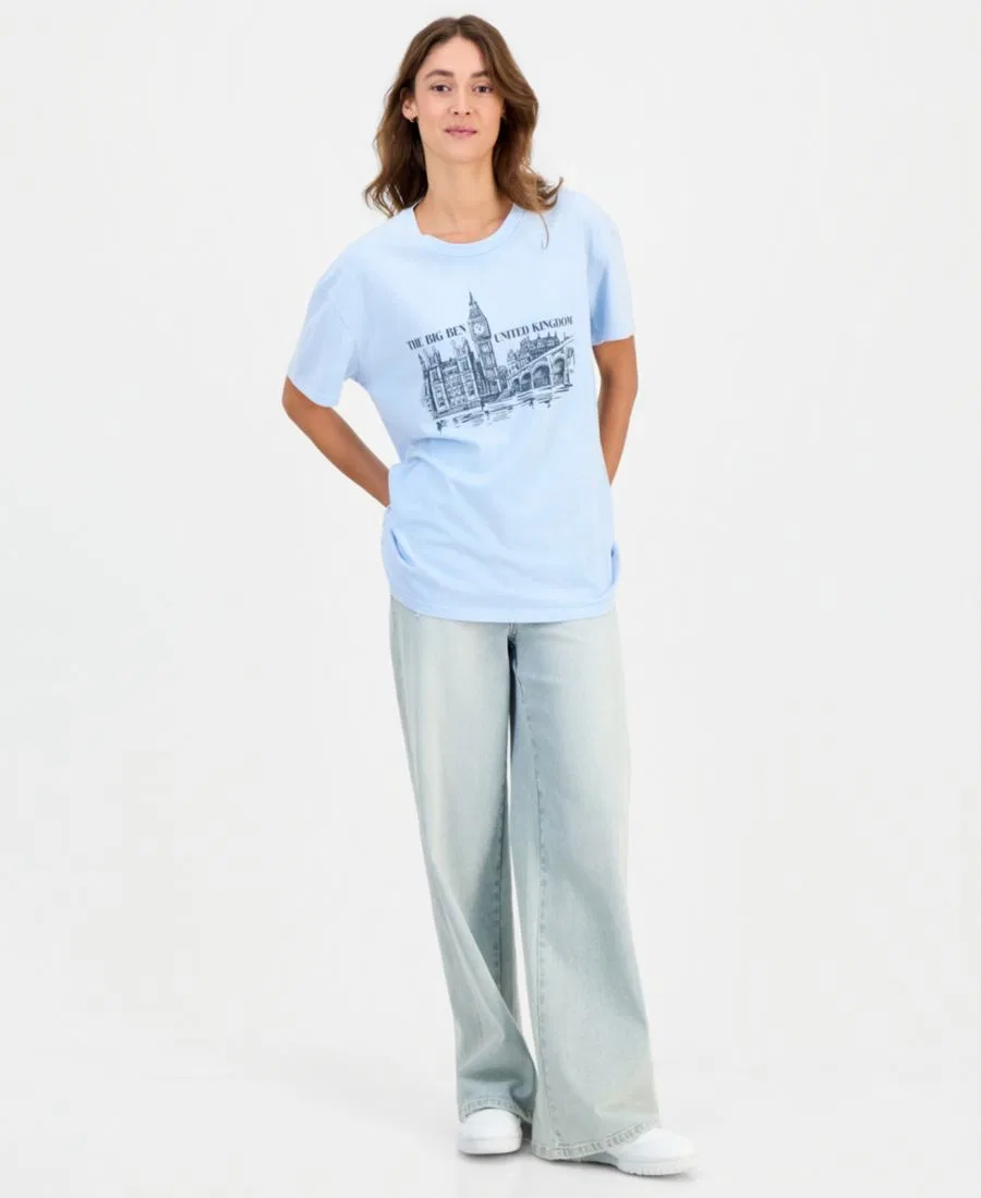 Футболка с длинным рукавом с принтом London Big Ben Rebellious One, Baby Blue — фото 2