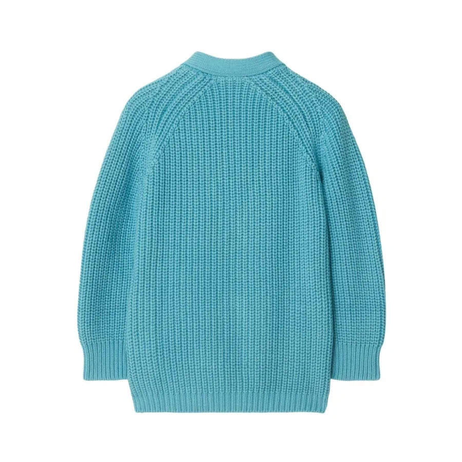 Кардиган с V-образным вырезом и вышивкой логотипа Kids Logo Embroidery V-Neck Cardigan Burberry, Sea Blue — фото 2