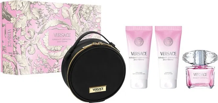 Женский набор: туалетная вода Versace Bright Crystal 90 мл + бальзам для тела 100 мл + гель для душа 100 мл + косметичка, Carolina Herrera