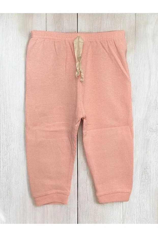 Детские спортивные штаны для девочек с полосками Waffle fabric baby girl 5-piece cuffed single bottom Altintaş Baby, Harmonious — фото 4
