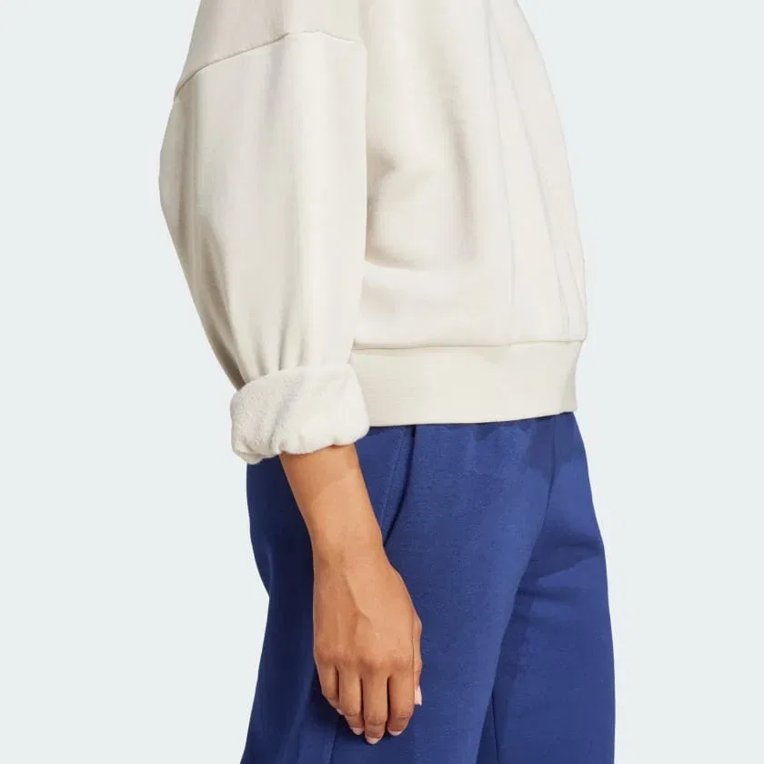 Женский свитшот с мягким флисом Small Logo Feelcozy adidas, Olive Strata / White — фото 4