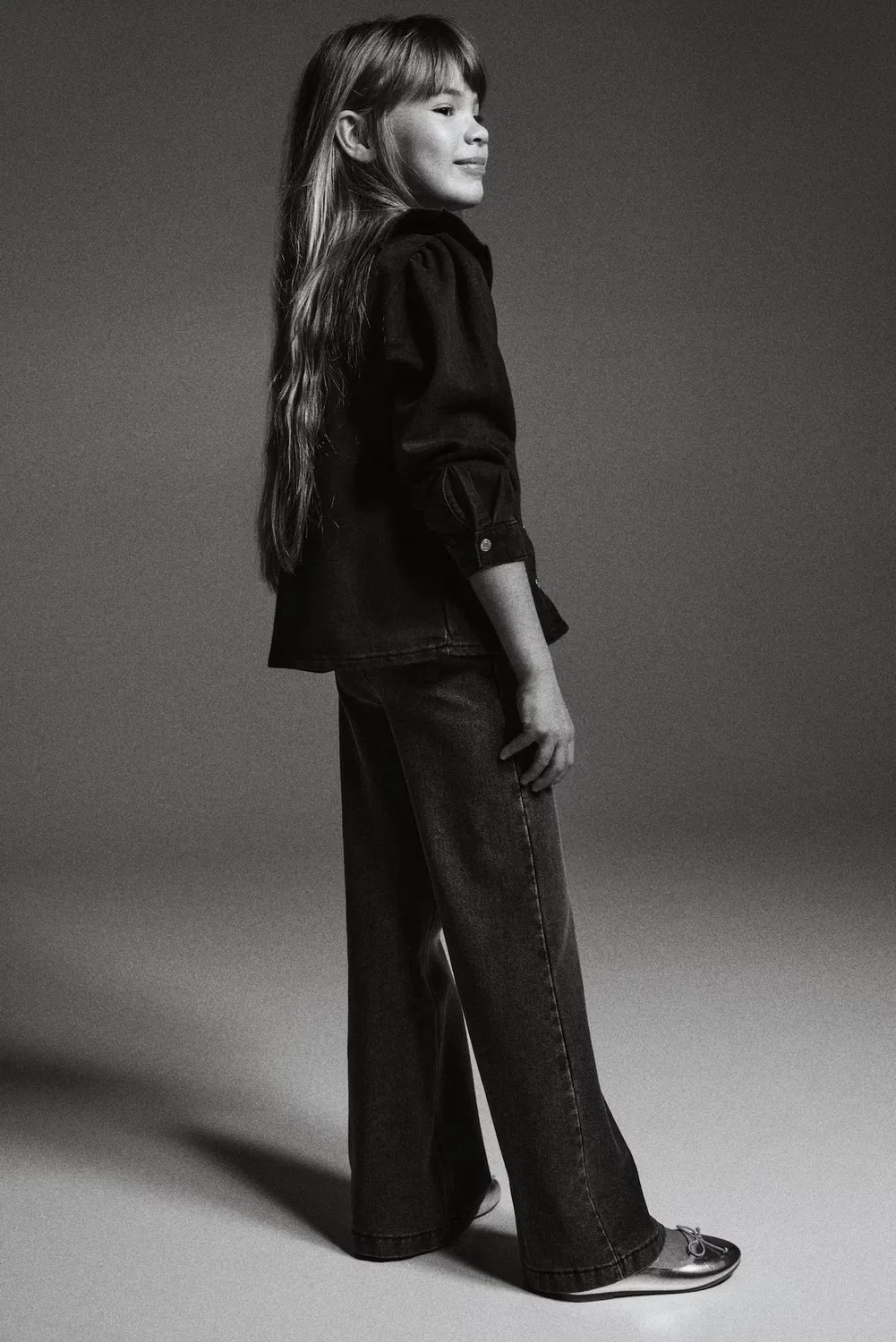 Широкие брюки в джинсовом стиле H&M, Denimgrau — фото 3